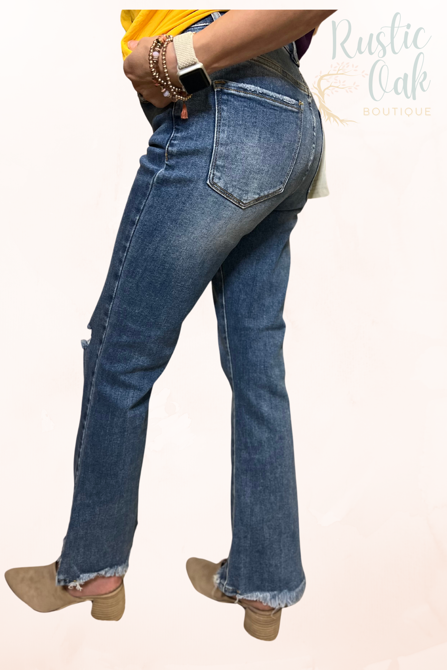 High Rise Crop Flare Pant - Medium Wash