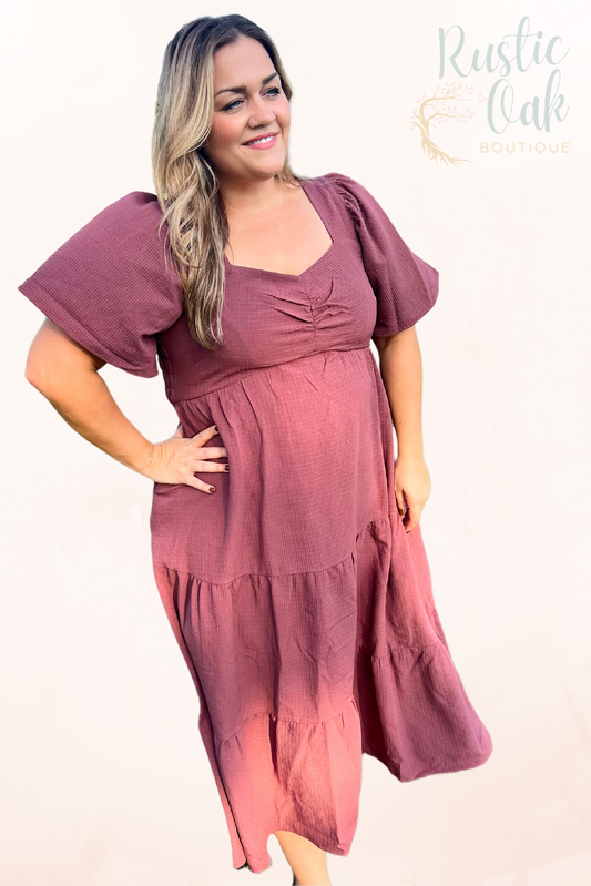 Plus Warmth in Mahogany Dress