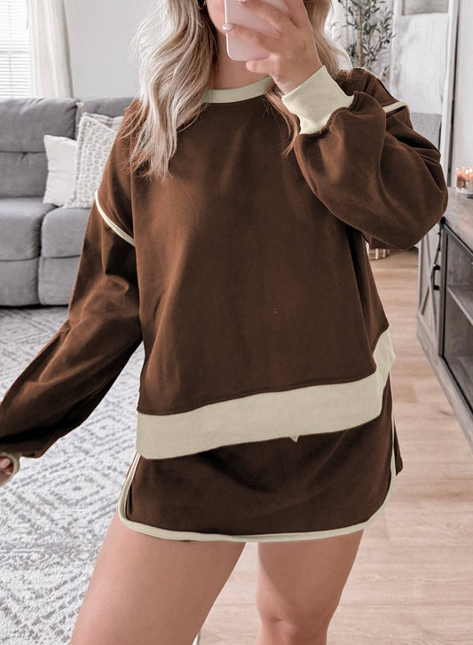 Mocha Contrast Skort Set