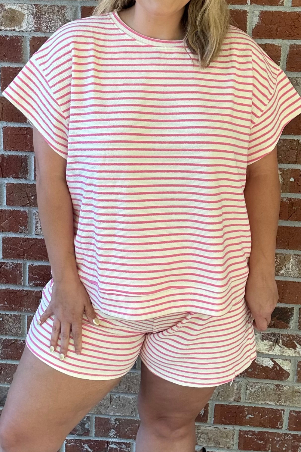 Soft Textured Striped Shorts
