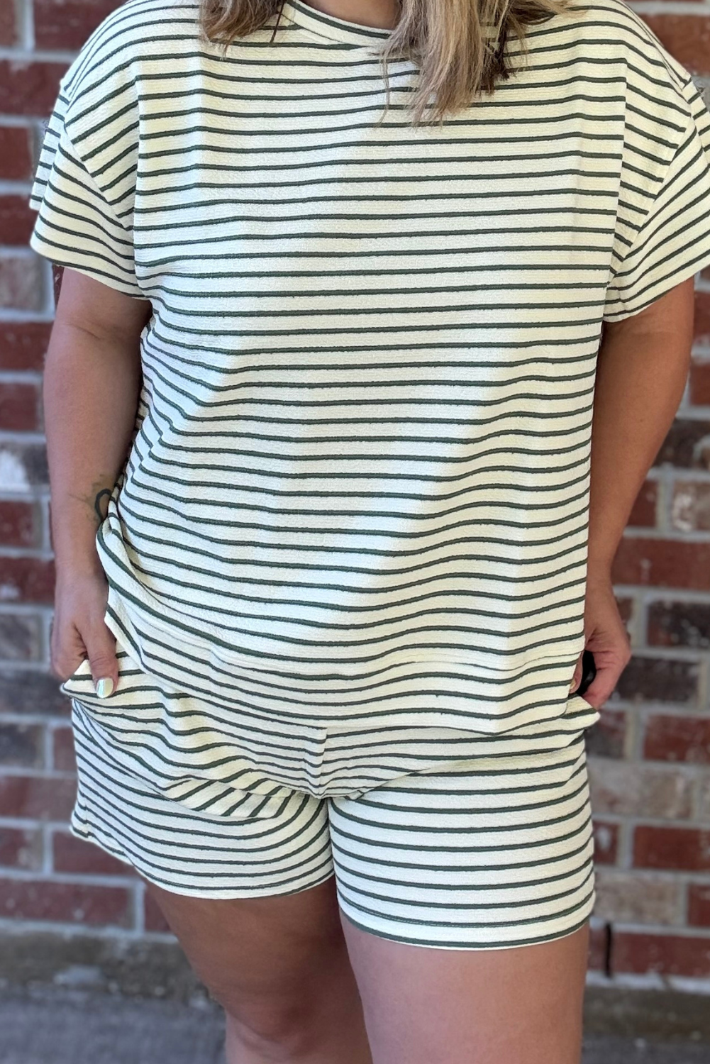 Soft Textured Striped Shorts