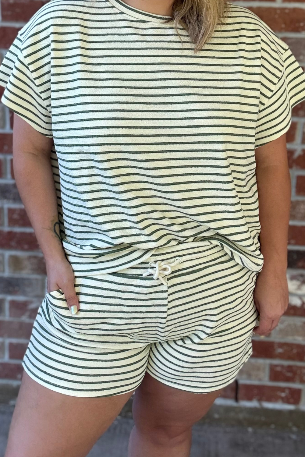 Soft Textured Striped Shorts