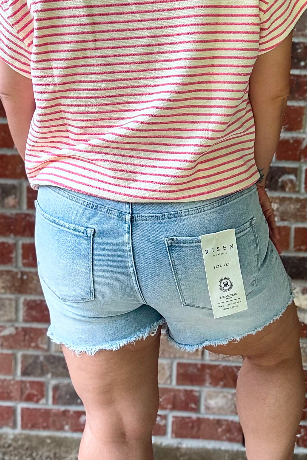 Plus Tummy Control High Rise Fray Hem Shorts