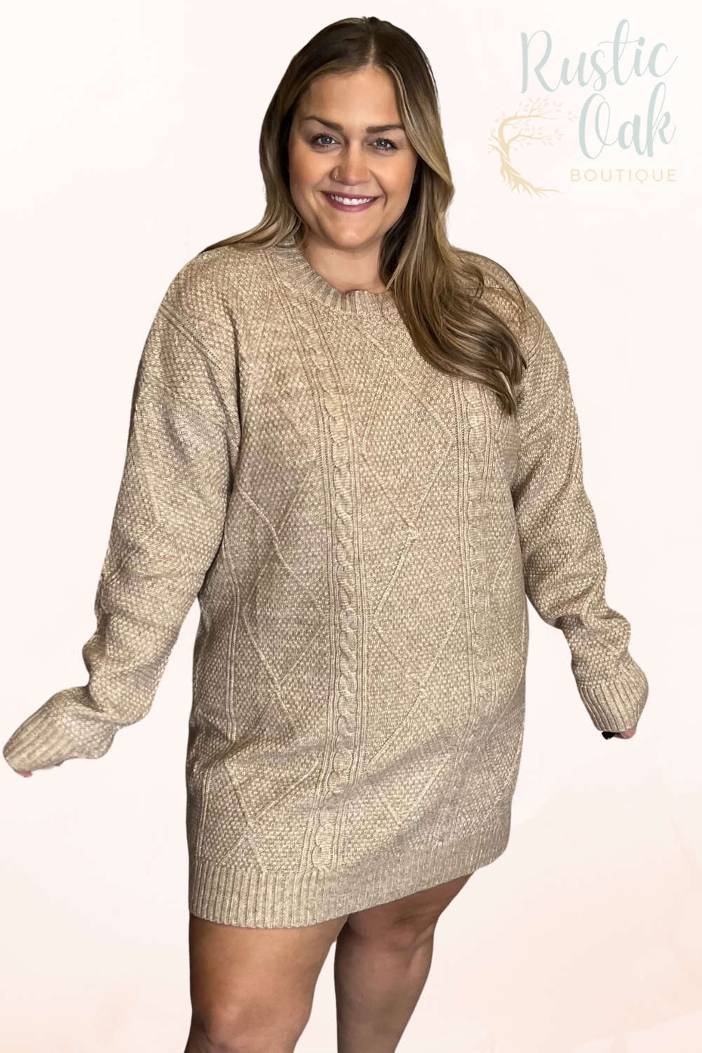 Cable Knit Loose Sweater Dress