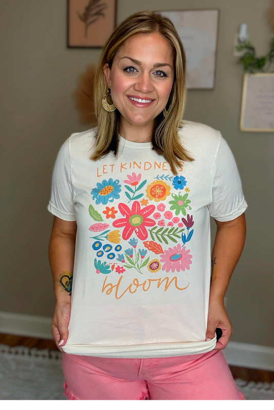 Let Kindness Bloom Summer Floral Good Vibe Graphic Tee