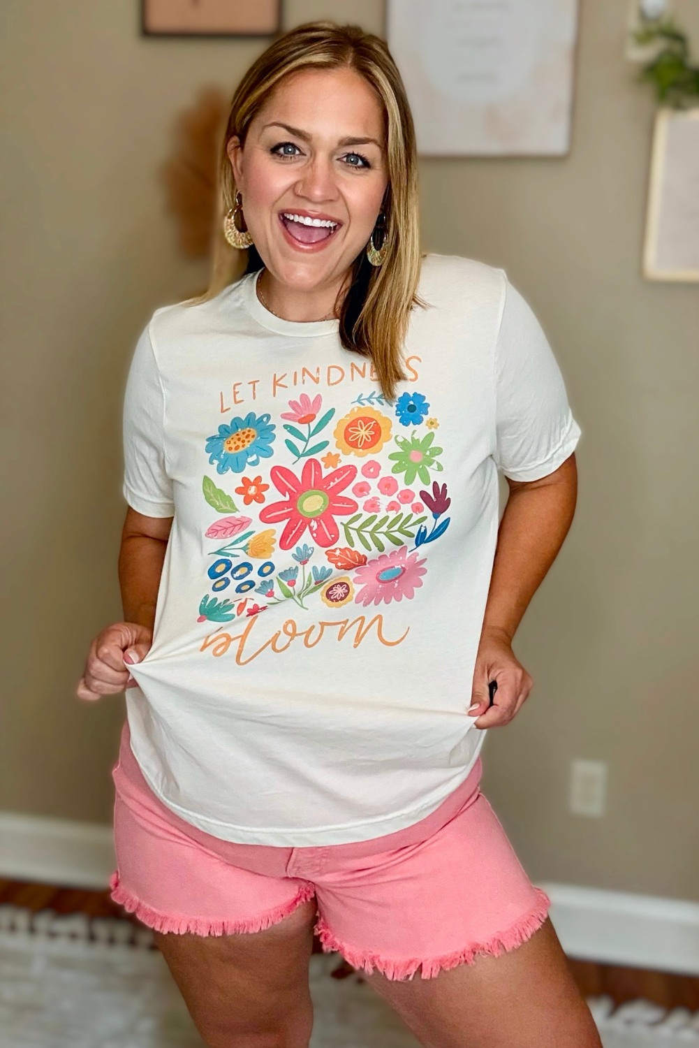 Let Kindness Bloom Summer Floral Good Vibe Graphic Tee