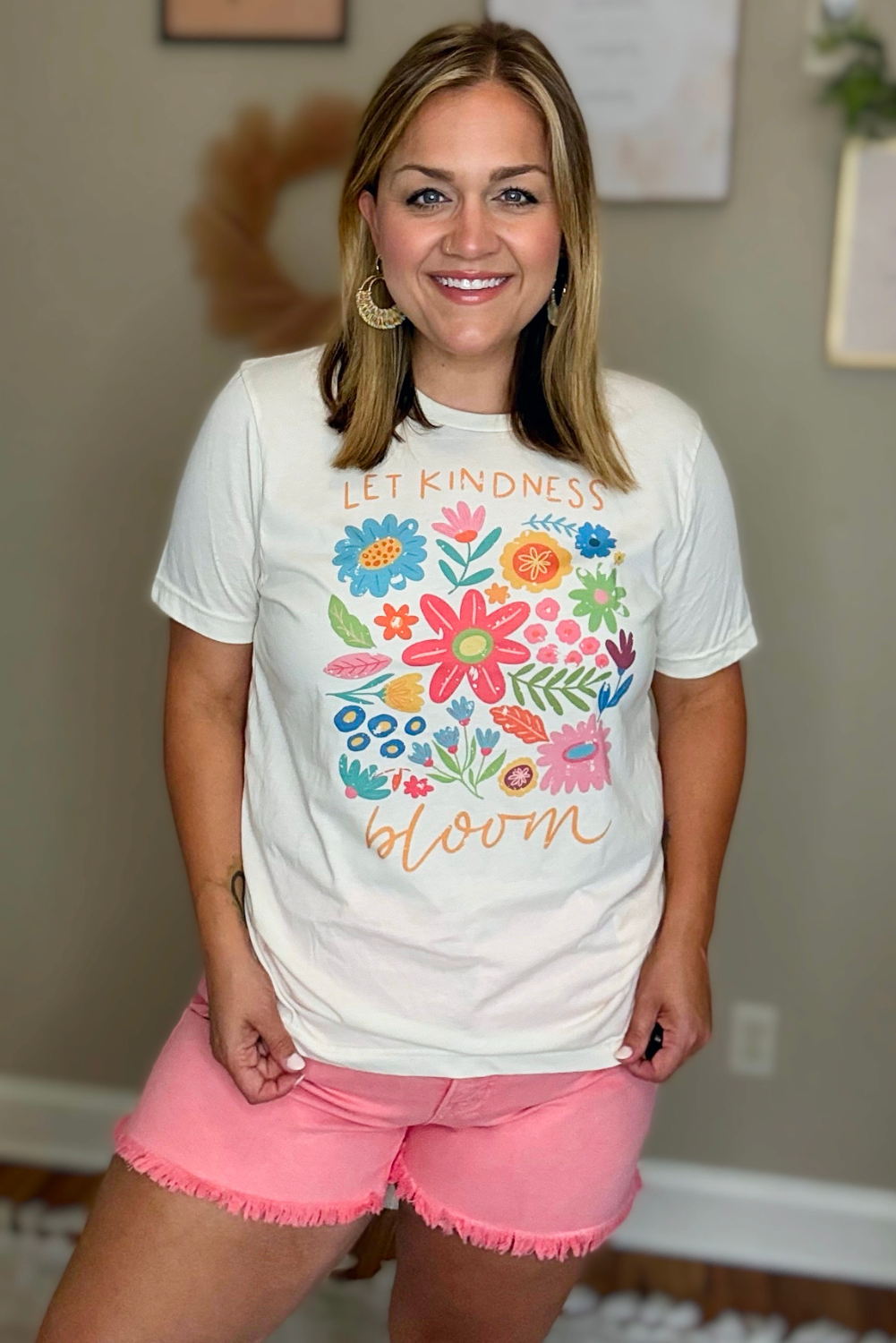 Let Kindness Bloom Summer Floral Good Vibe Graphic Tee