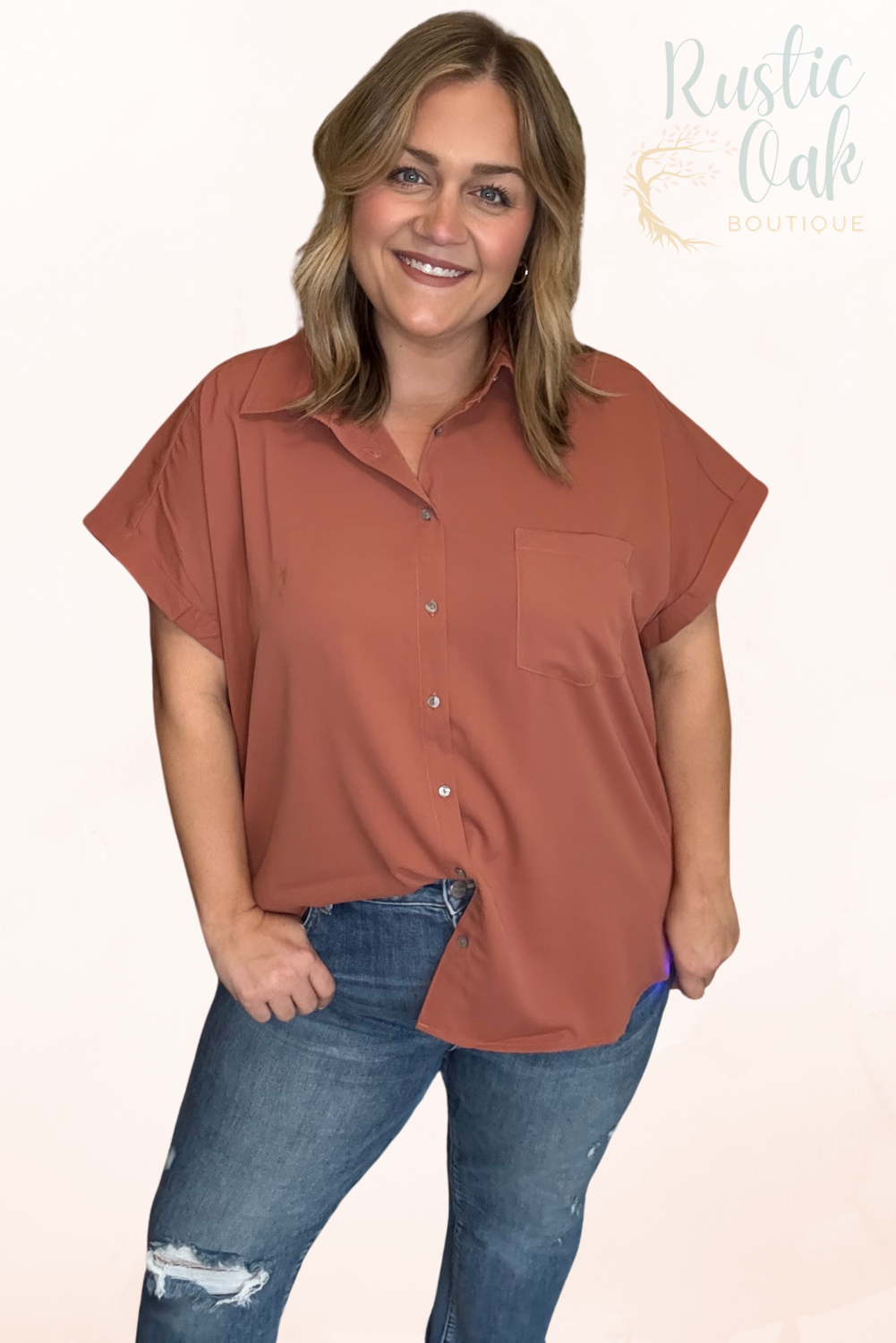 Warm Clay Casual Blouse