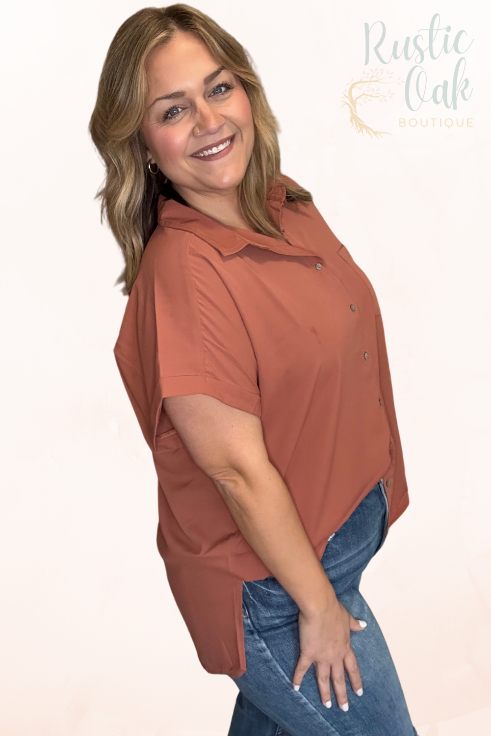 Warm Clay Casual Blouse