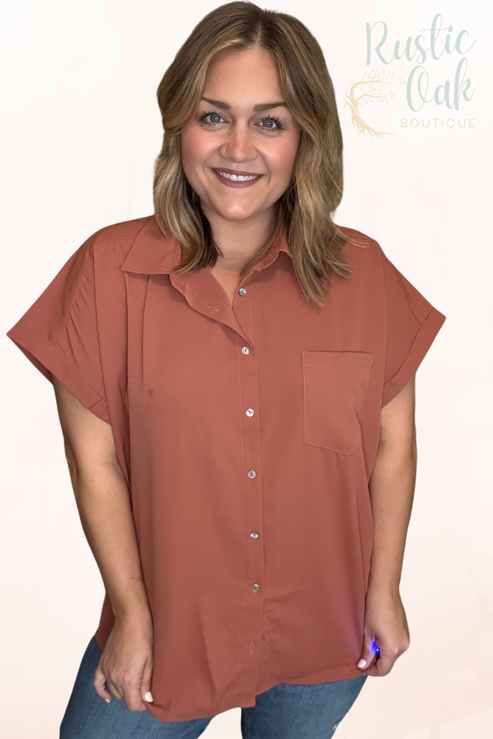 Warm Clay Casual Blouse