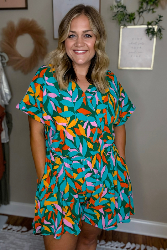 Tropical Flared Romper
