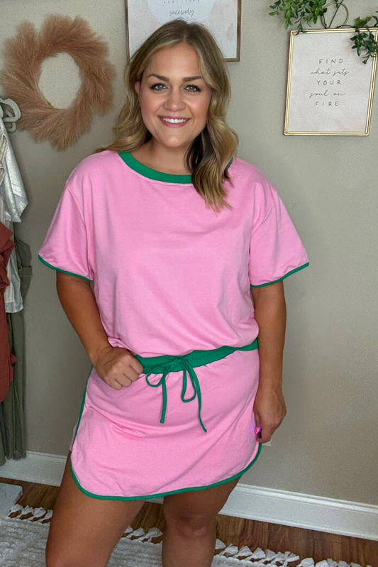 Drop Shoulder Tee and Skort Set
