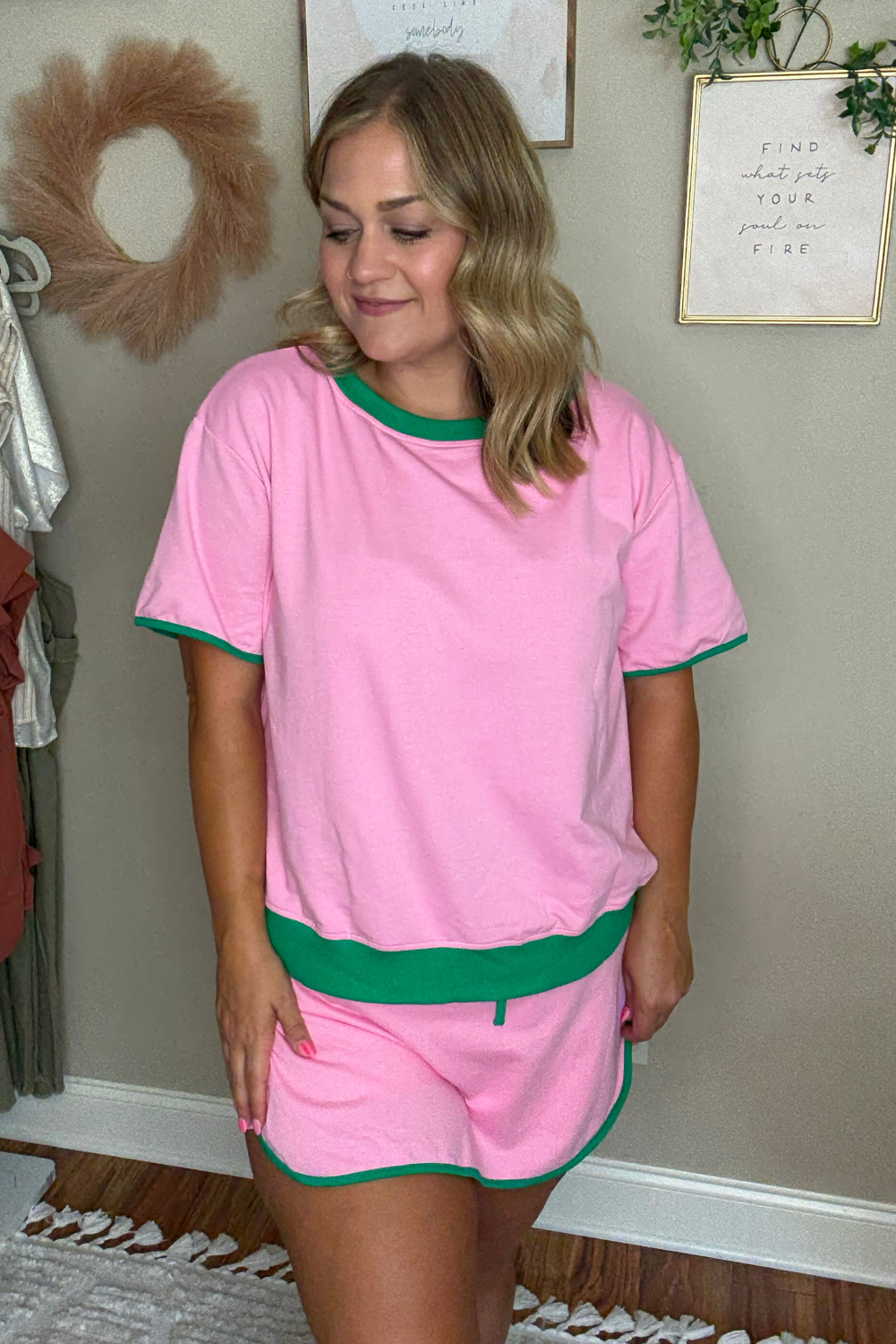 Plus Size Drop Shoulder Tee and Skort Set