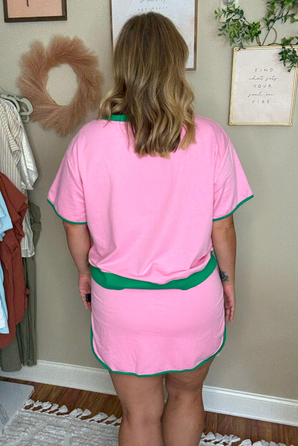 Plus Size Drop Shoulder Tee and Skort Set