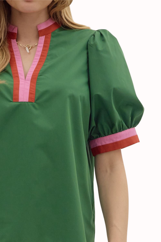 Emerald Charm Bubble Blouse