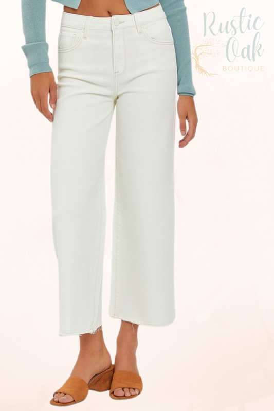 High Rise Tummy Control Crop Wide Leg Pants
