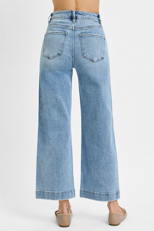 Risen High Rise Wide Crop Jeans
