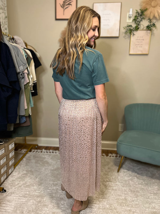 Blush Glitter Speck Midi Skirt