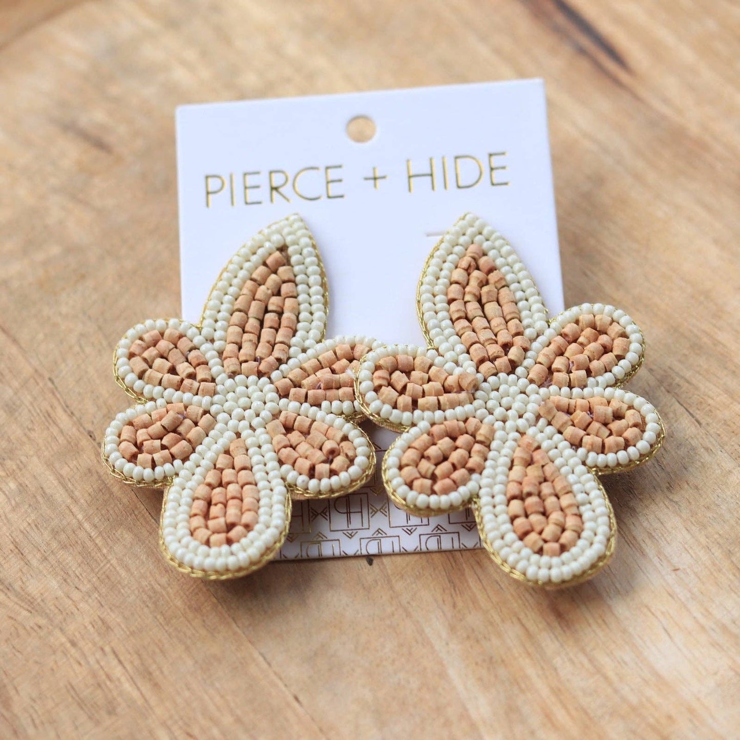 Wood Beaded Flower Earring