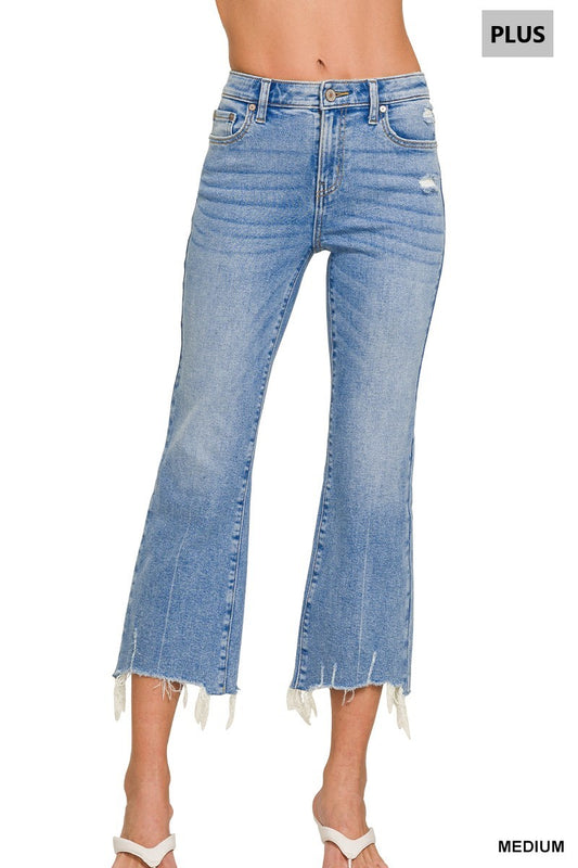 Plus Kick Flare Cropped Denim