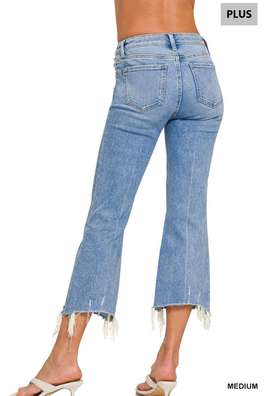 Plus Kick Flare Cropped Denim