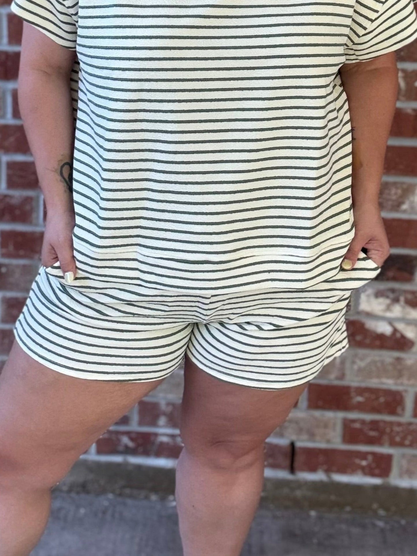 Soft Textured Striped Shorts