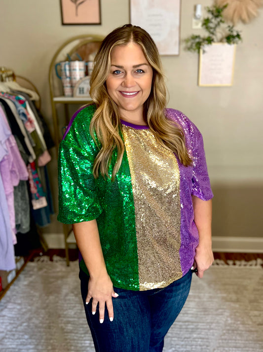 Mardi Gras Glam Sequins Top