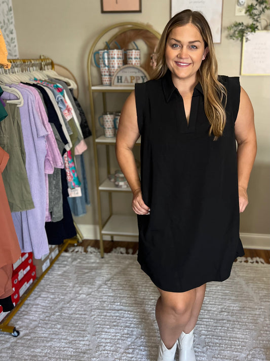 Classic Black V-Neck Dress