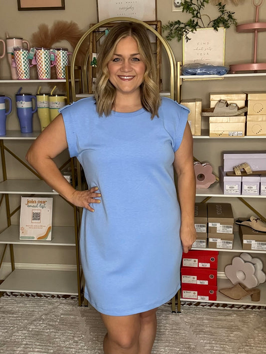 Cap Sleeve Scuba A-Line Dress