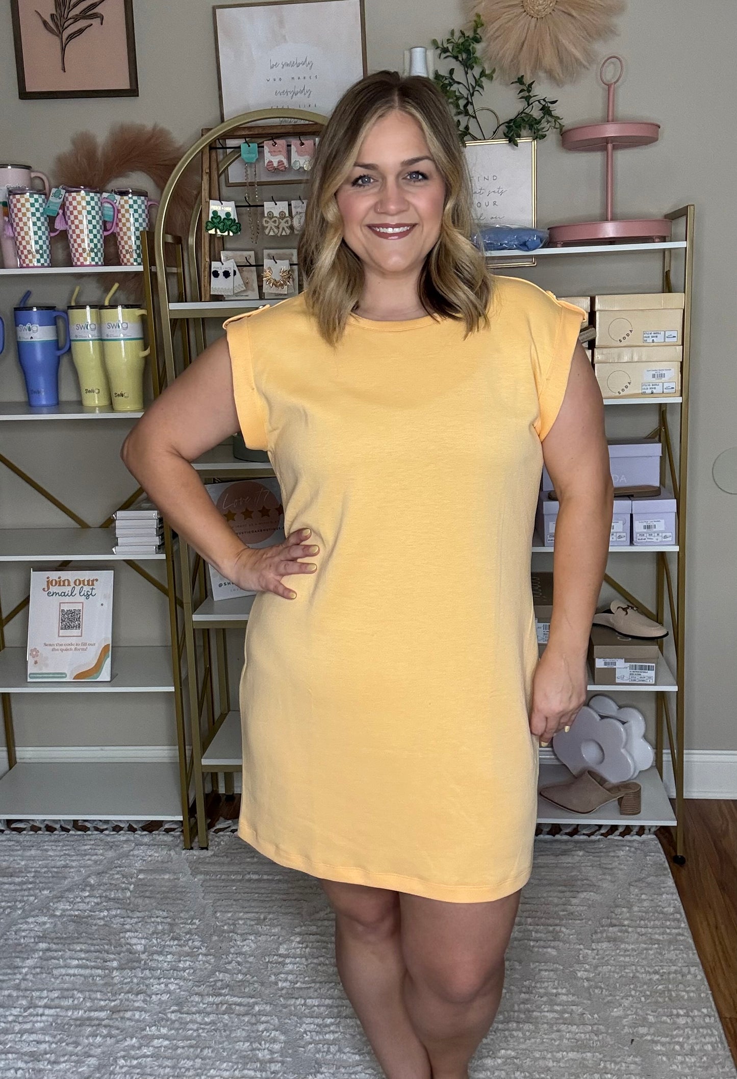 Cap Sleeve Scuba A-Line Dress