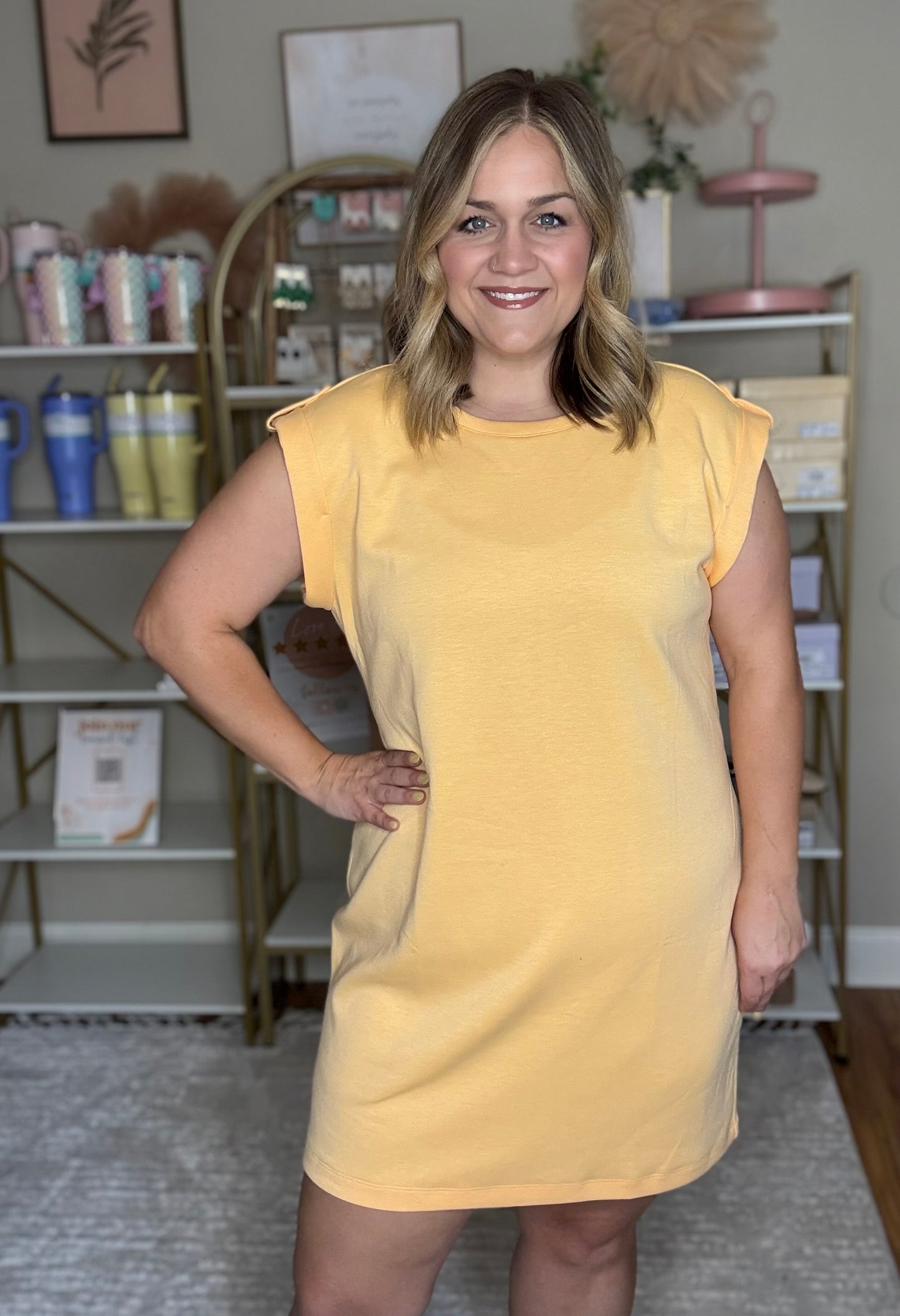 Cap Sleeve Scuba A-Line Dress