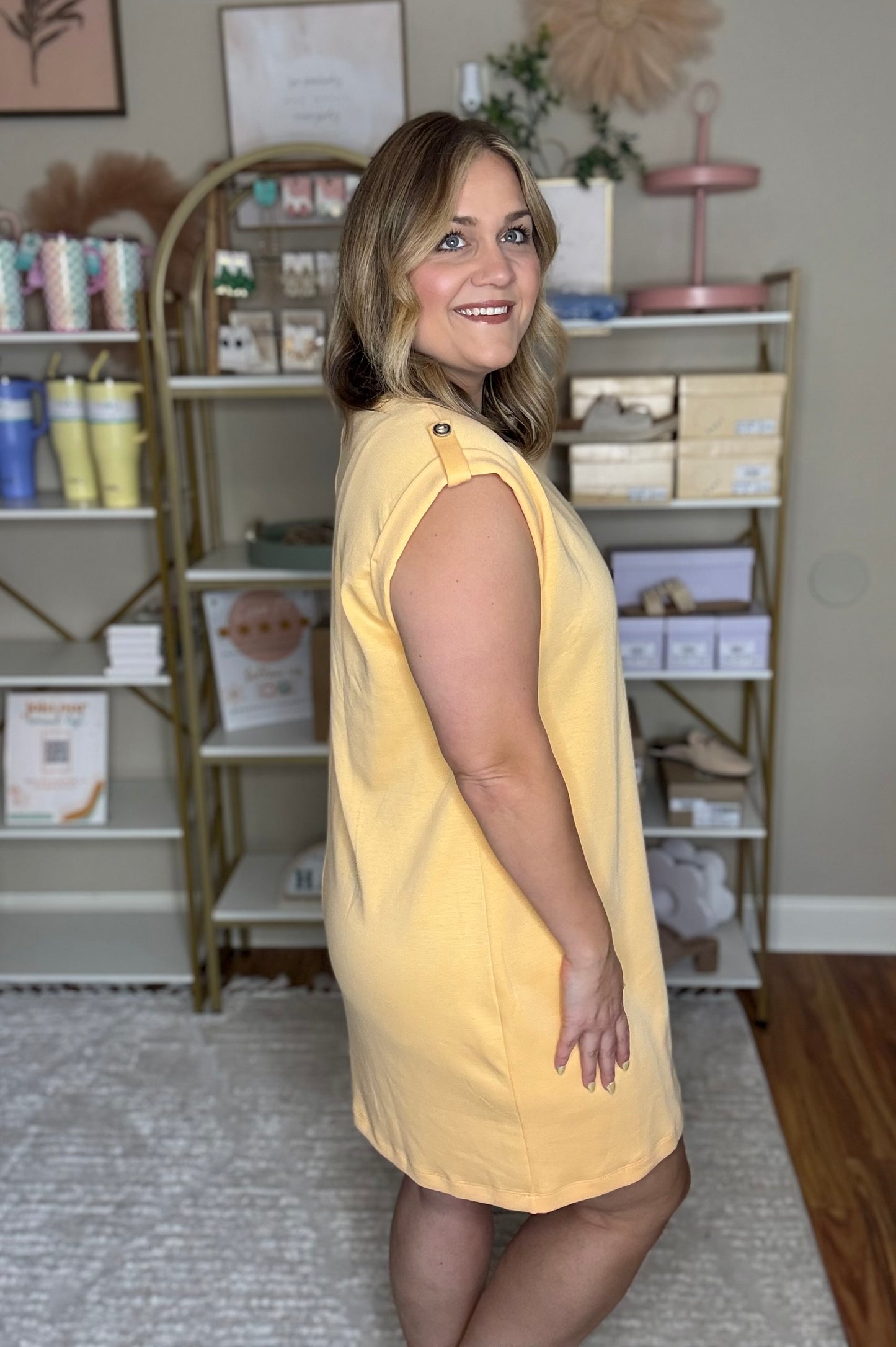 Cap Sleeve Scuba A-Line Dress