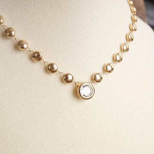 Crystal Dot Bezel Pendant Necklace