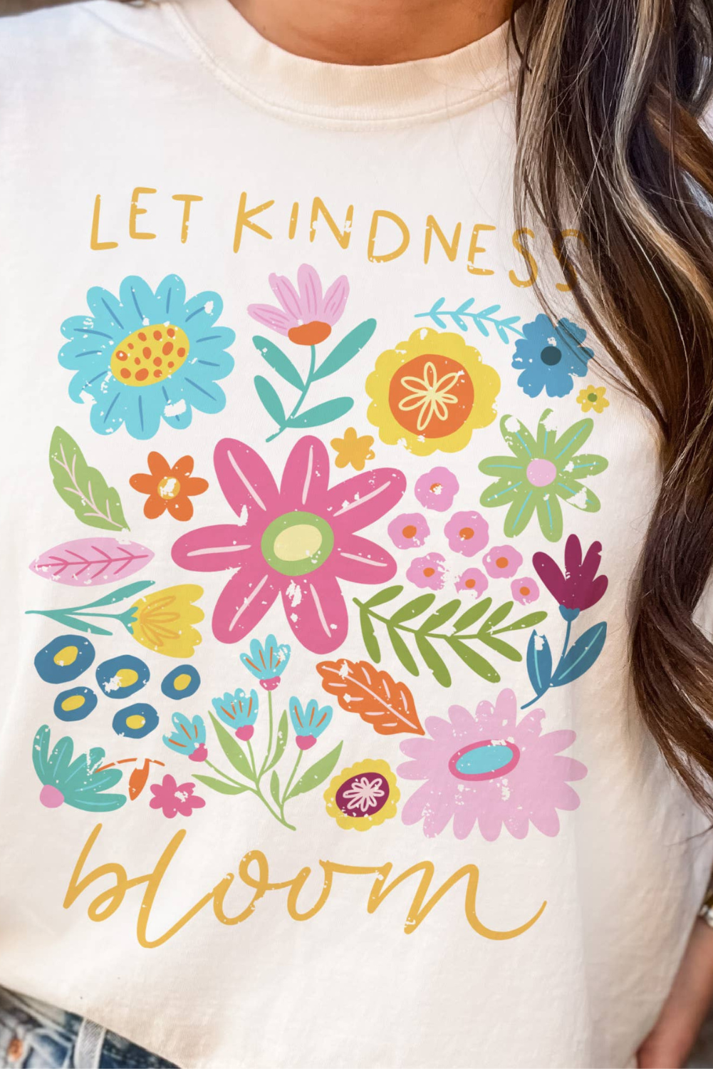 Let Kindness Bloom Summer Floral Good Vibe Graphic Tee