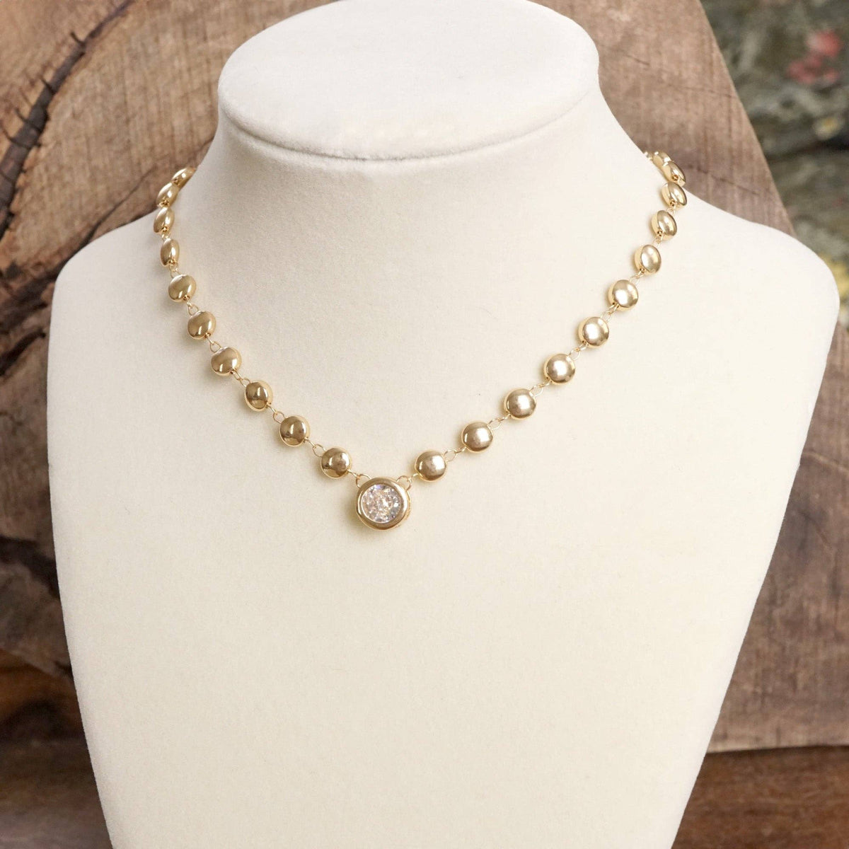 Crystal Dot Bezel Pendant Necklace