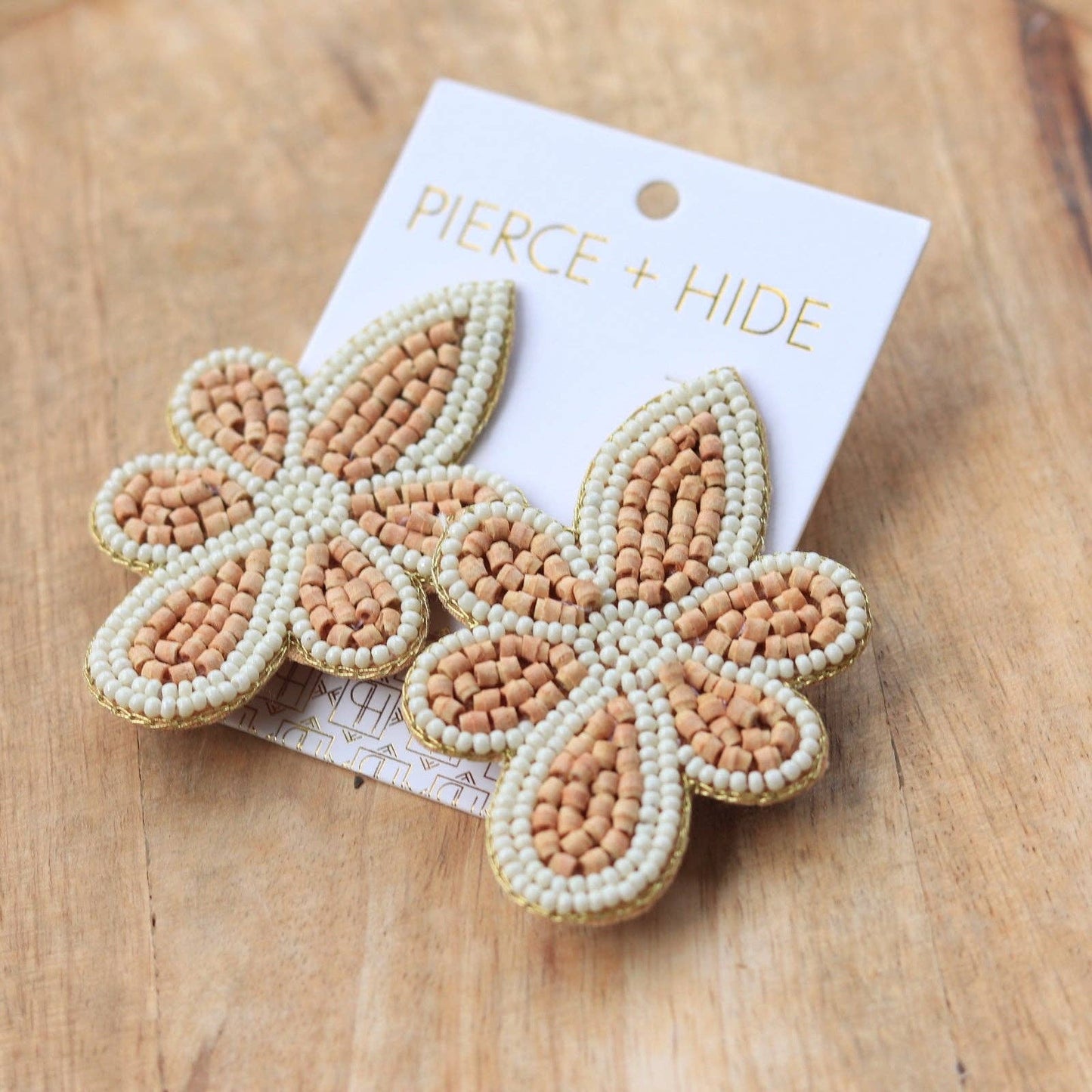 Wood Beaded Flower Earring