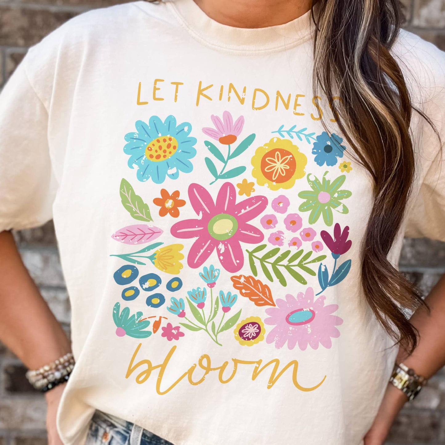 Let Kindness Bloom Summer Floral Good Vibe Graphic Tee