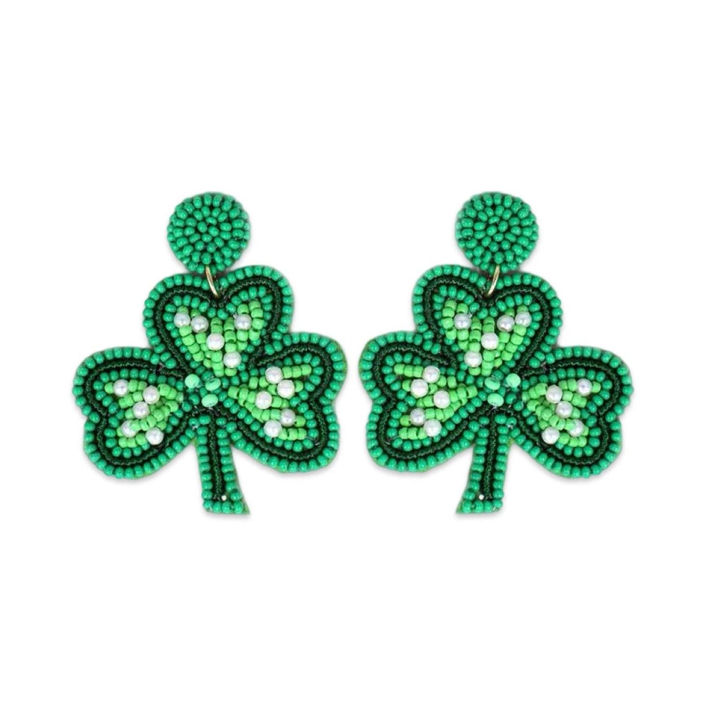 Green Shamrock Pearl Earrings