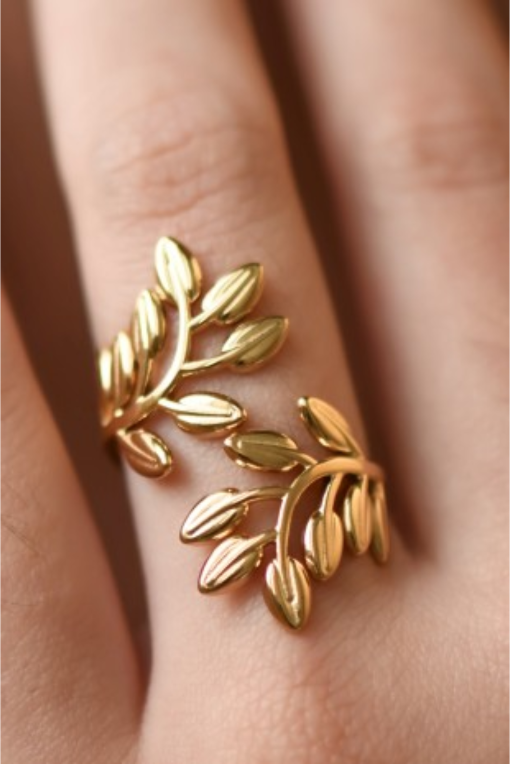 Golden Leaf Loop Ring