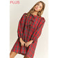 Plus Plaid Babydoll Bow Mini Dress