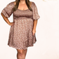 Floral Print Smocked Mocha Babydoll Dress