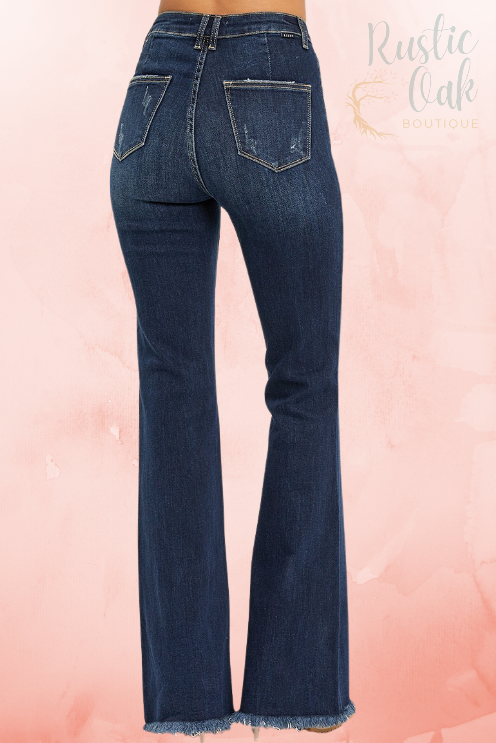 High Rise Vintage Frayed Hem Flare Jeans