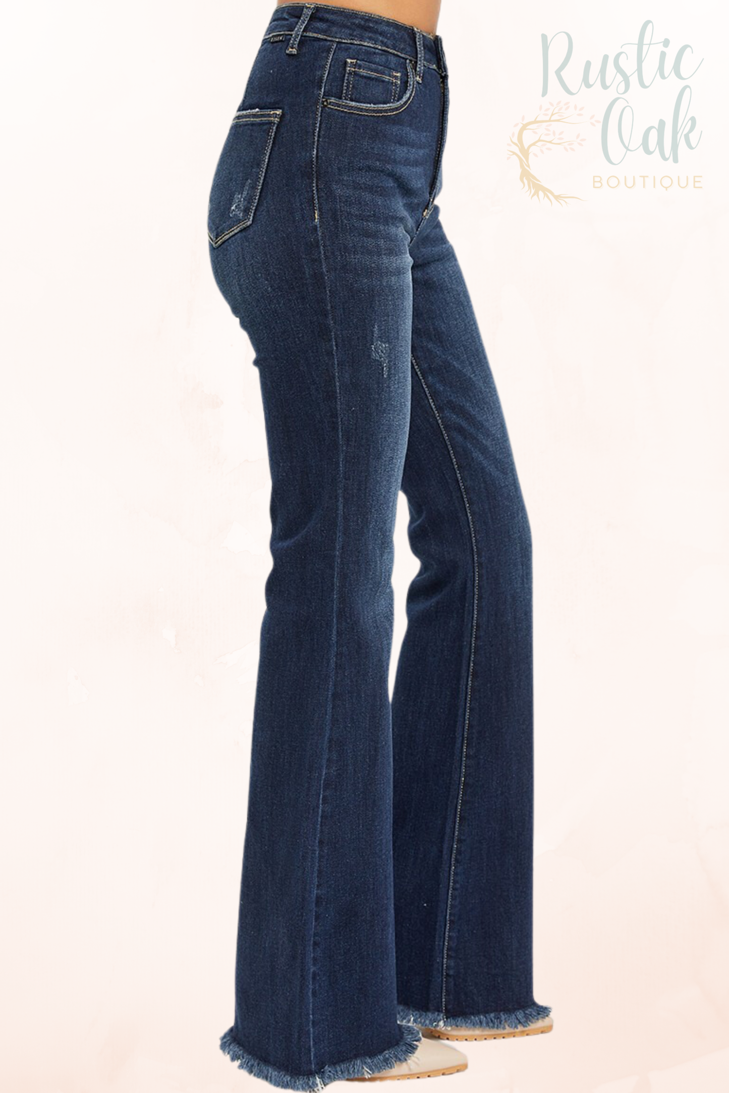 Plus High Rise Vintage Frayed Hem Flare Jeans