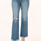 High Rise Crop Flare Pant - Medium Wash