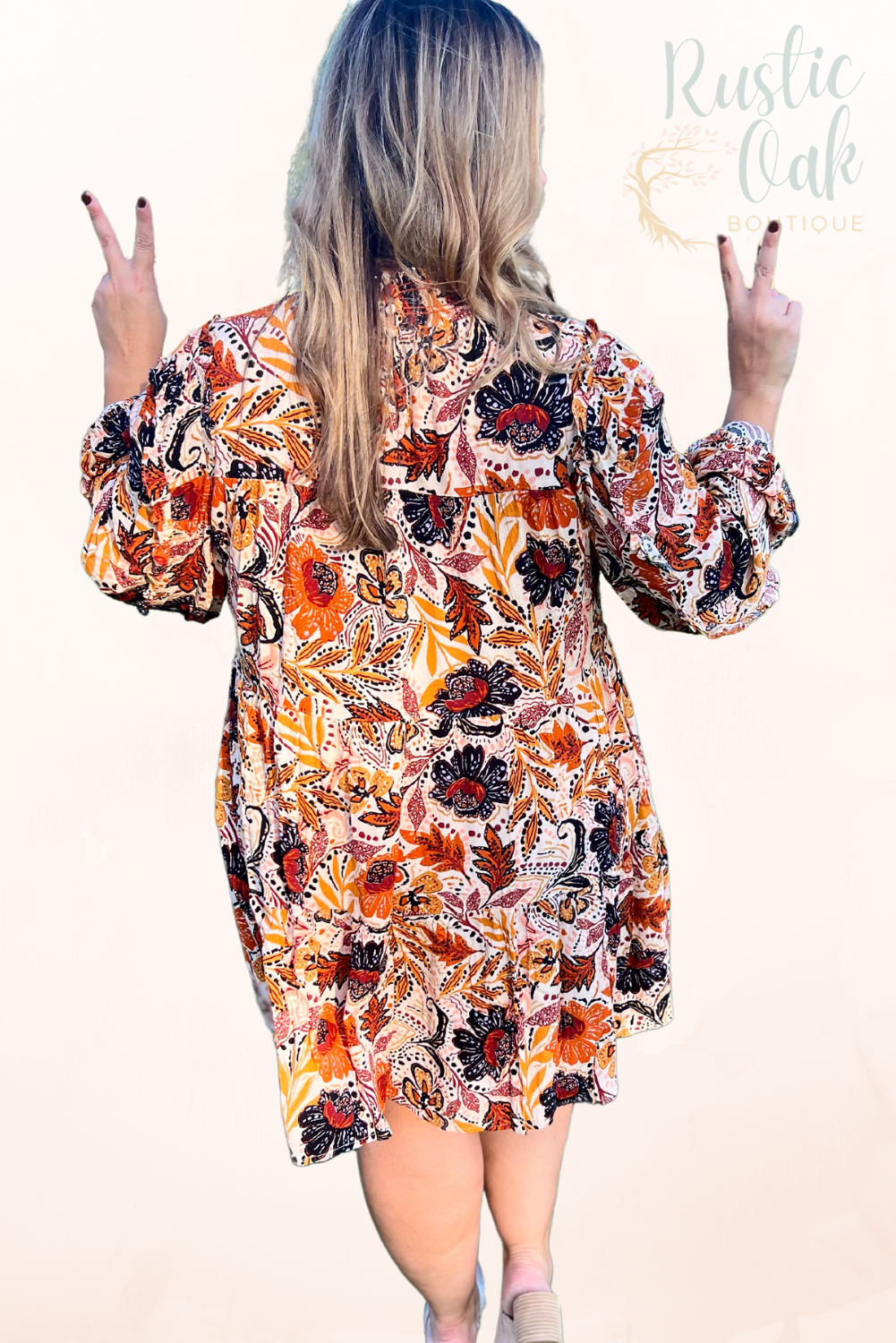 Plus Autumn Boho Long Sleeve Dress