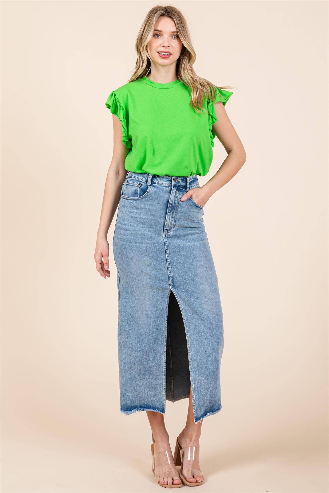 Texas Ash High-Waisted Stretch Denim Skirt