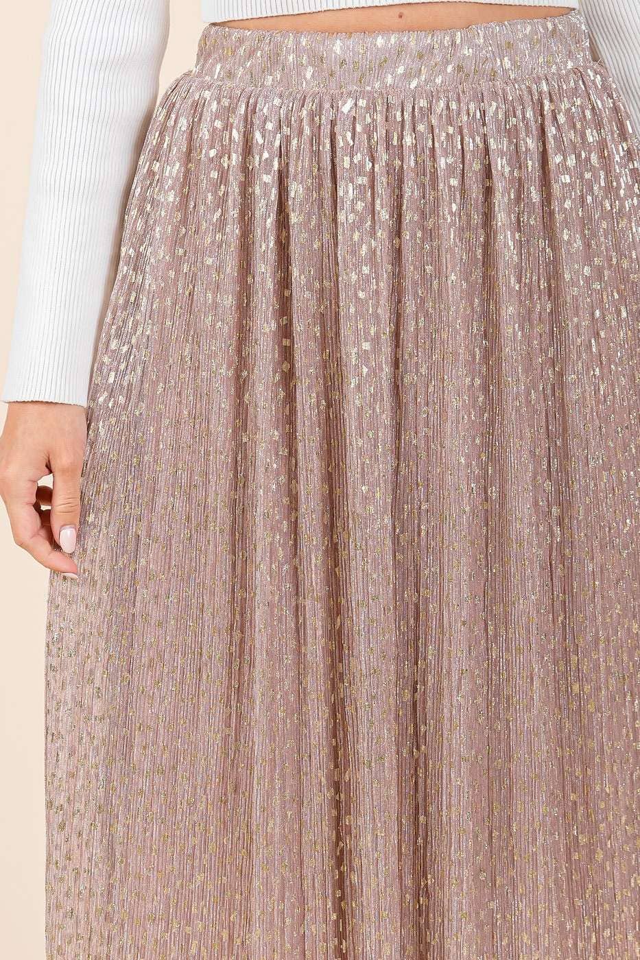 Blush Glitter Speck Midi Skirt