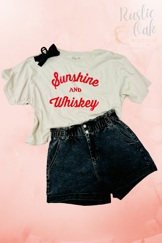 Sunshine and Whiskey Long Crop Tee