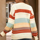 Crew Neck Striped Color Block Sweater