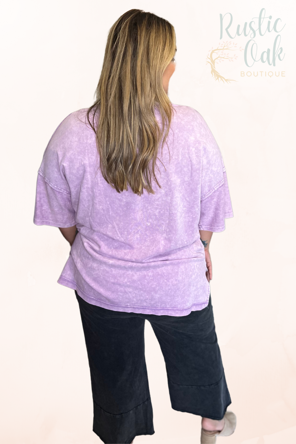 Plus Size Mineral Wash Tee - Purple, Pink, Gray